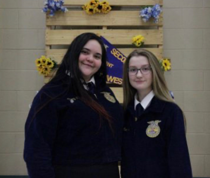 Casey Morgan (11) and Maddie Roberts (11) attending the FFA banquet.